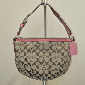 Coach Brown and Pink Signature Shoulder Bag